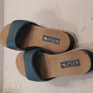 Summer leather slide sandals
